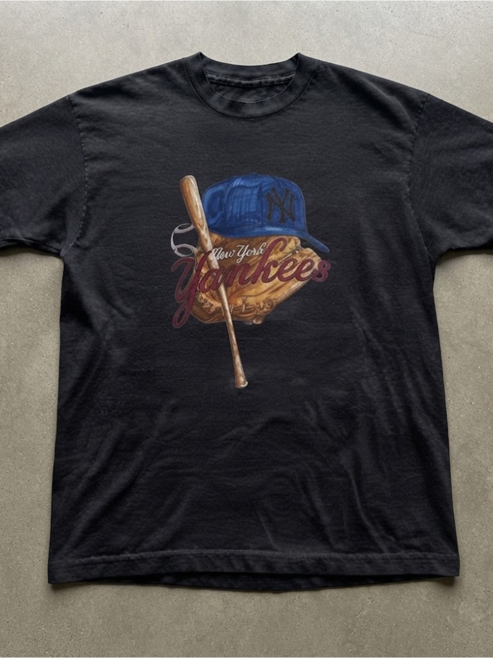 Baseball Glove Cap Graphic Black T-Shirt Gildan Tee